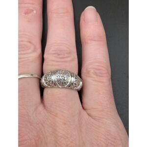 Vintage Mid Century Modern 925 CZ Domed Band Ring Size 6